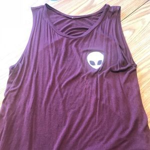 Maroon alien muscle shirt!